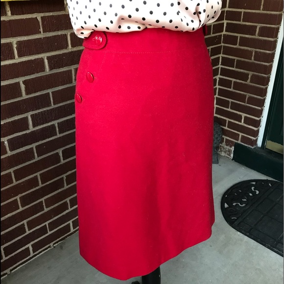 J. Crew Wool Blend dark Red Skirt - Picture 4 of 7